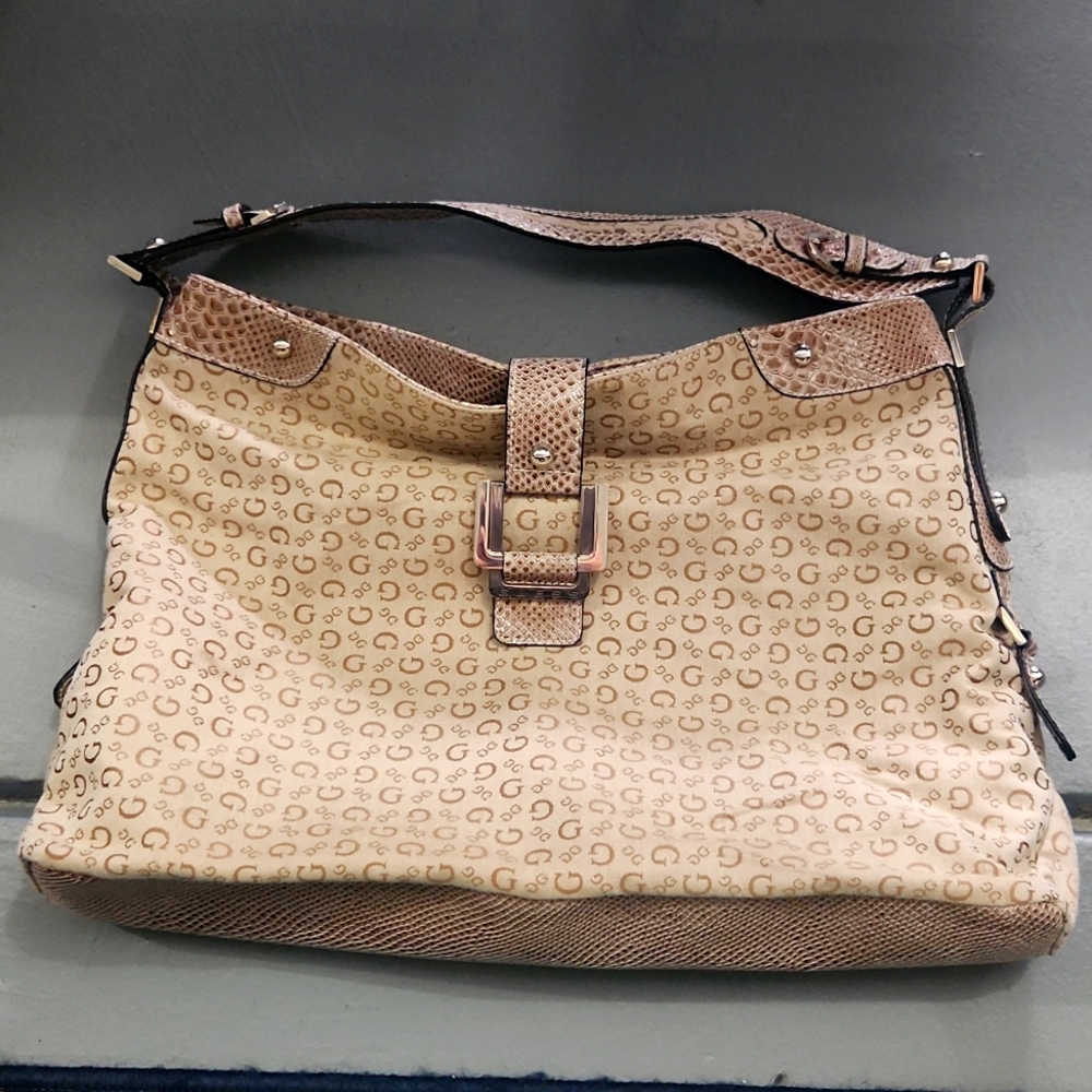 Guess Signature hobo bag with gold lining like new